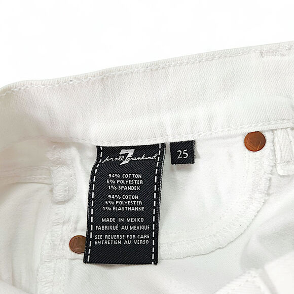 7 For All Mankind Roxanne Ankle Jeans 25x26 White Slim Fit Stretch Designer - Picture 8 of 12